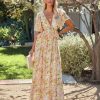 Clothing * | Salt-001 Dresses Sanae Floral Ruffle Cutout Maxi Dress Pale Yellow