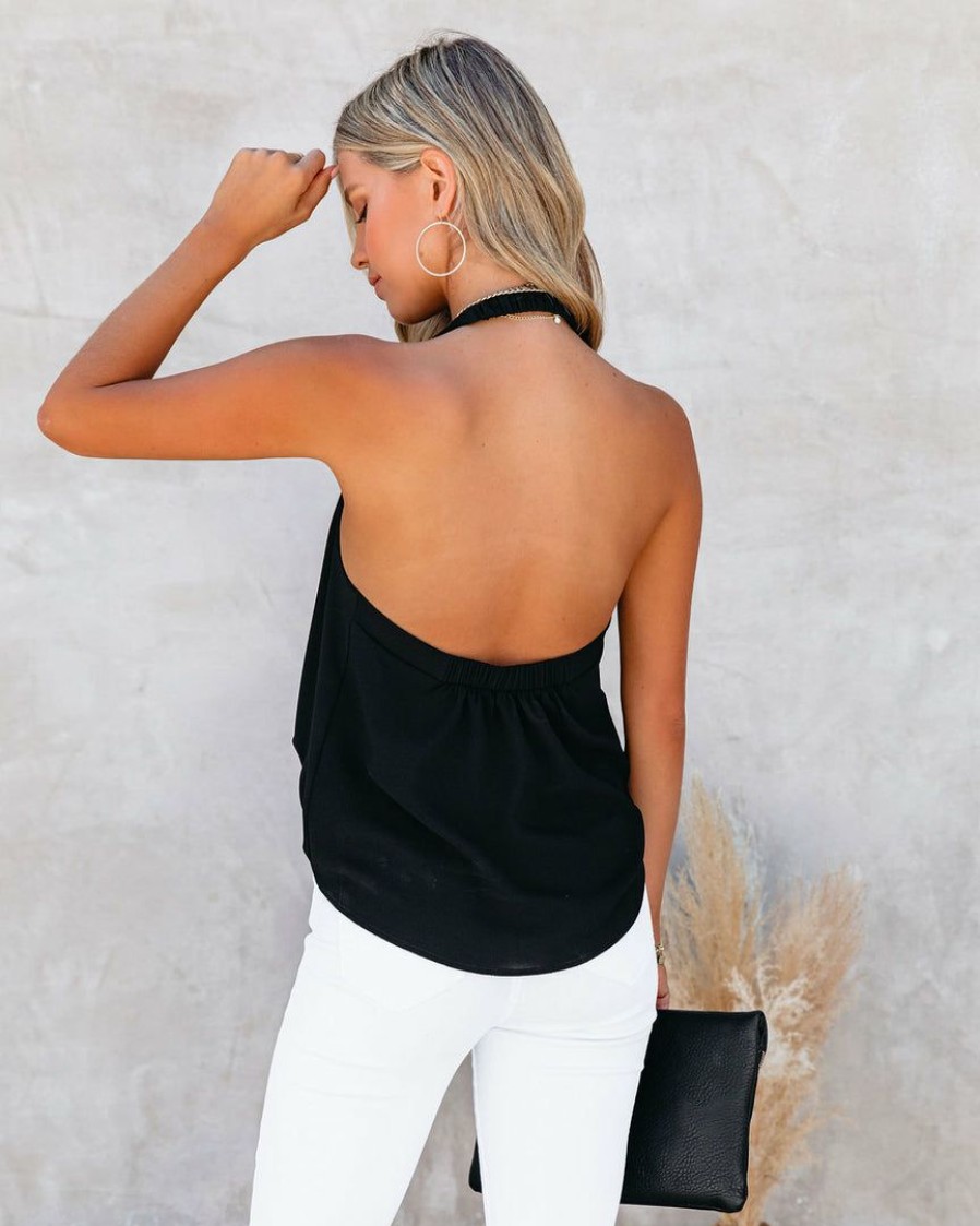 Clothing * | Tych-001 Front Row Cowl Neck Halter Tank Tops