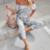 Clothing * | Elan-001 Rompers + Jumpsuits Hidden Treasure Pocketed Camo Knit Jumpsuit Light Grey