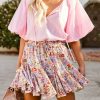 Clothing * | Entr-001 Mirian Floral Ruffle Mini Skort Natural Multi