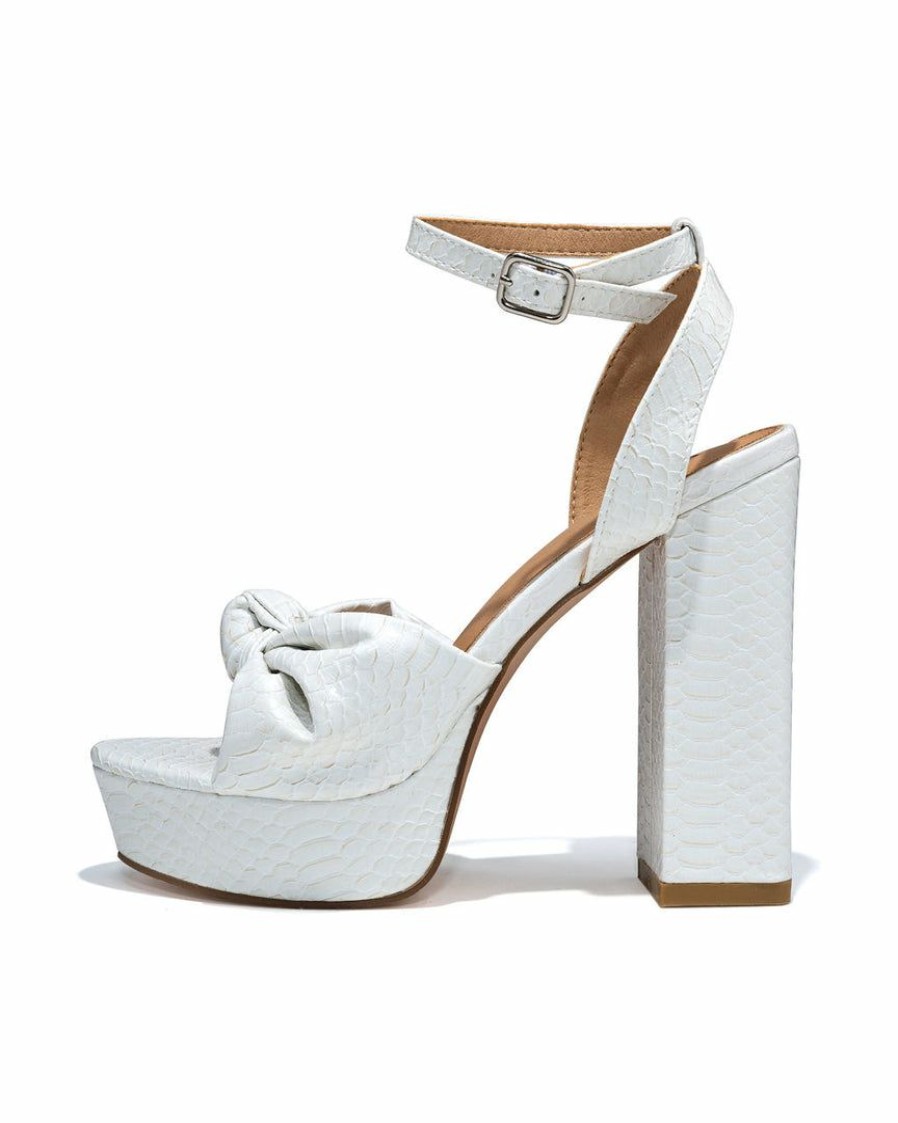 Shoes * | Free-002 Poppy Heeled Python Platform Sandal White Guest Of Wedding