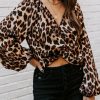 Clothing * | Endl-001 Rori Twist Front Leopard Blouse Final Sale