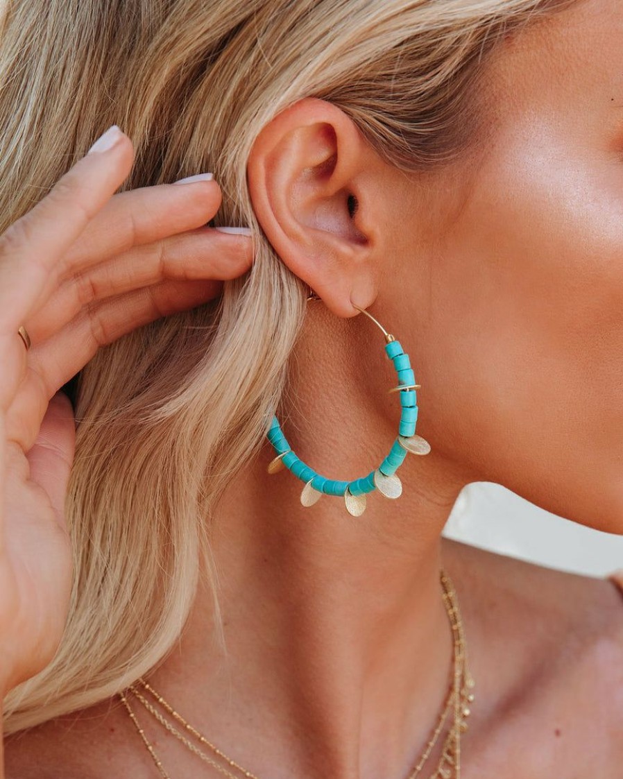 Jewelry * | Acce-001 Sweet Summertime Soulful Beaded Hoops Turquoise Final Sale