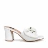 Shoes * | Prim-001 Colette Pleated Faux Leather Block Heel-White Final Sale