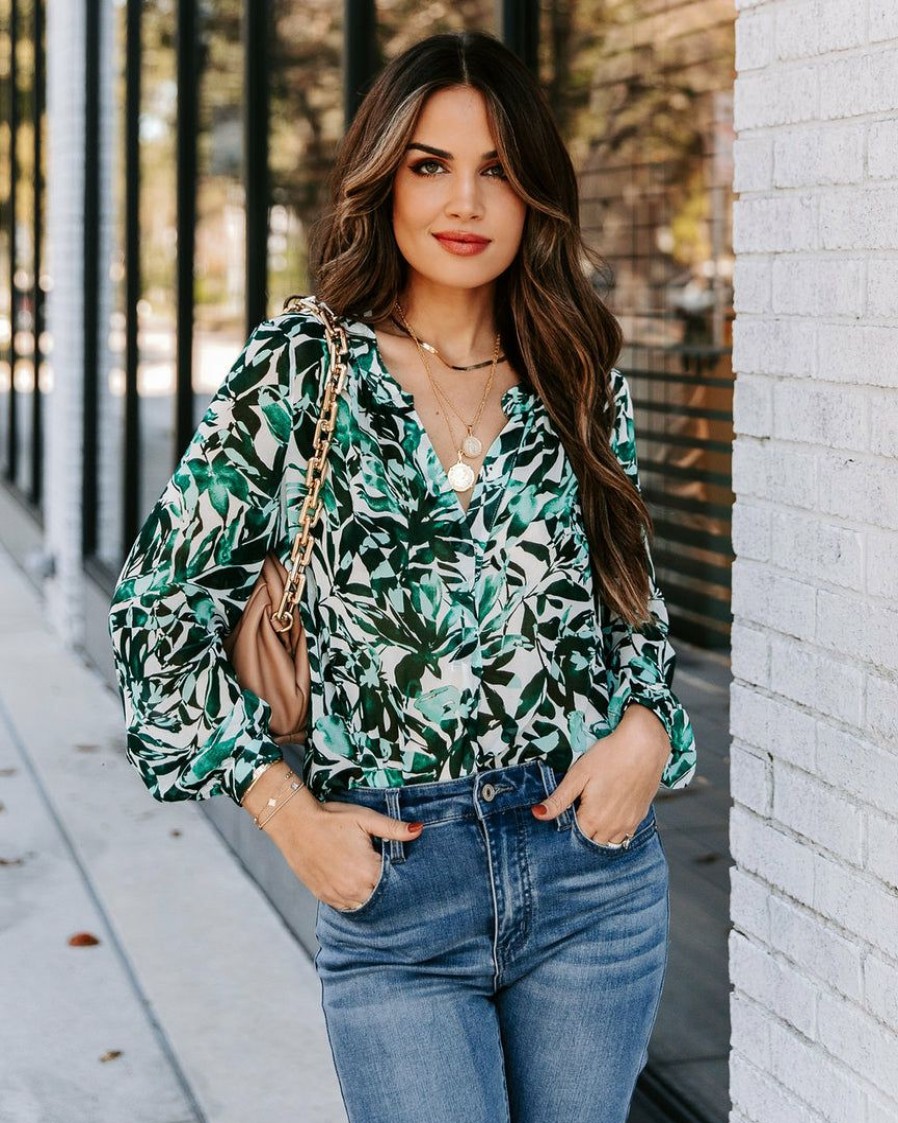 Clothing * | Oliv-001 Lewyn Floral Damsel Blouse Final Sale