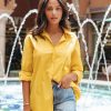 Clothing * | On T-001 Take Me To Miami La Brisa Button Up Cotton Top Yellow Final Sale