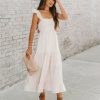 Clothing * | Blu-001 Cana Tiered Textured Midi Dress Cream