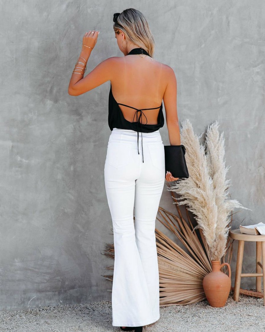 Clothing * | Skyl-002 Date Night Out Finishing Touch Backless Halter Bodysuit Black Final Sale