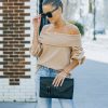 Clothing * | Lush-001 Ashby Off The Shoulder Knit Top Maple Final Sale Date Night Out