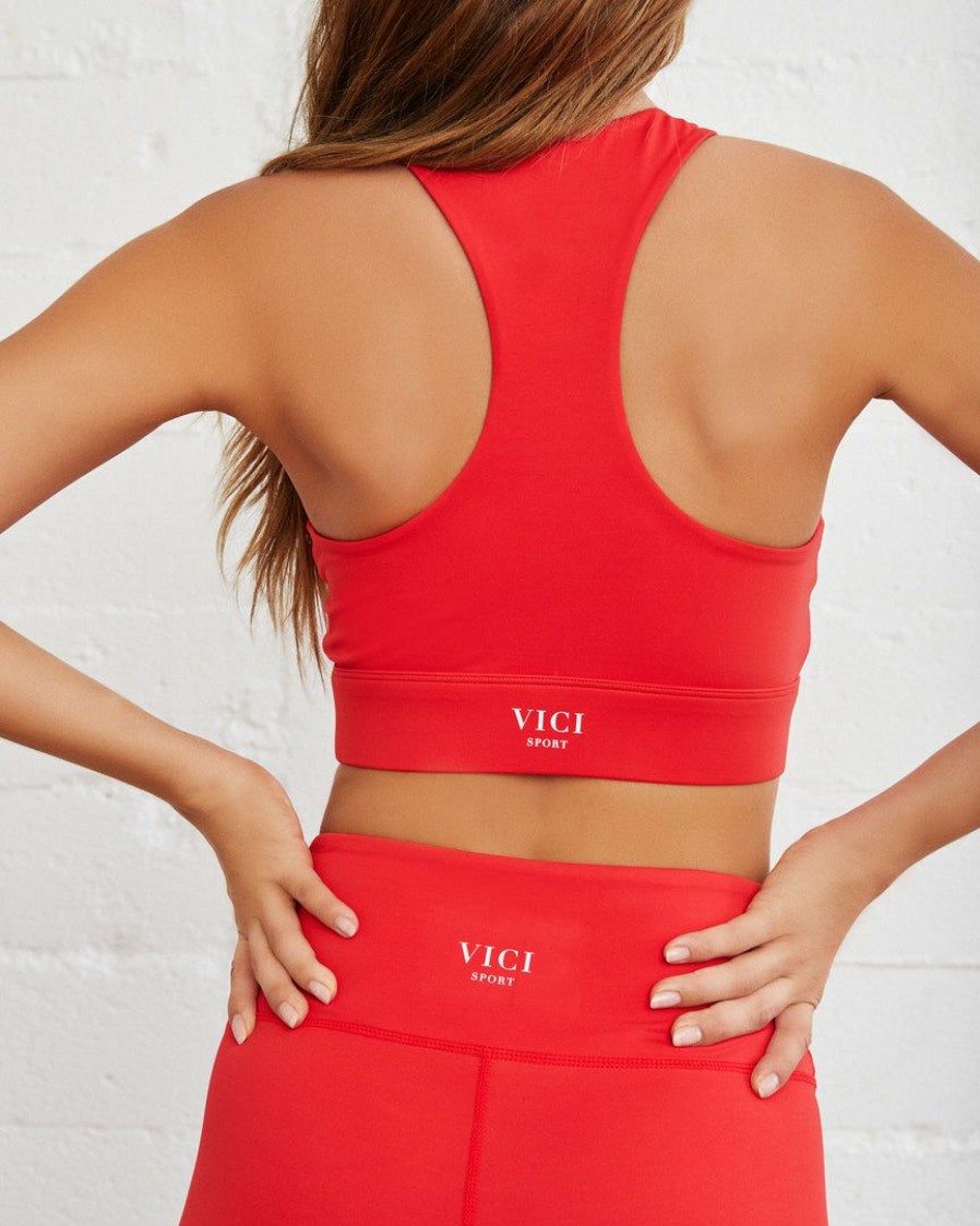 Clothing * | All-001 Vici Exclusives Flex Sports Bra Red Final Sale