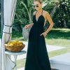 Clothing * | Love-003 Evanne Pocketed Halter Maxi Dress Black