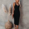 Clothing * | Flaw-001 Compliments Knit Midi Dress Black