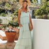 Clothing * | Fate-001 Photoshoot Ready Leighton Pocketed Ruffle Tiered Maxi Dress Misty Jade Final Sale