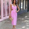 Clothing * | Tych-001 Vivia Cutout Ribbed Midi Dress Pink Final Sale Vici Exclusives