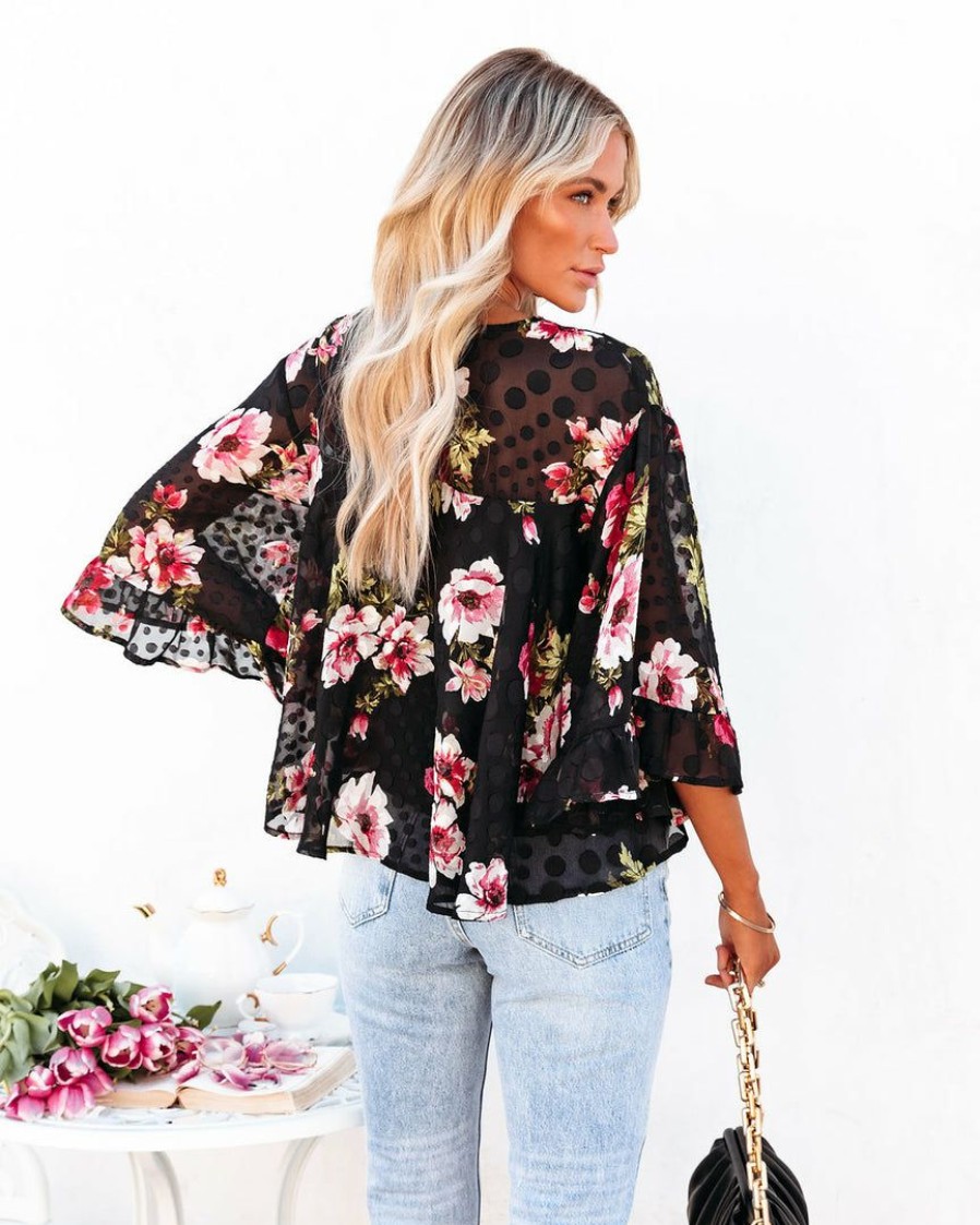 Clothing * | Aeom-001 Ready For Romance Embossed Floral Blouse Final Sale Date Night Out