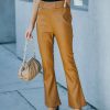 Clothing * | Baga-001 Vira High Rise Faux Leather Flare Pants Cognac Final Sale Bottoms