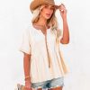 Clothing * | Wish-001 Sunny Daze Raena Cotton Button Down Babydoll Top Cream Final Sale