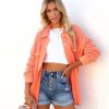 Clothing * | Entr-001 Coats & Jackets Rigo Cotton Button Down Shacket Coral Final Sale