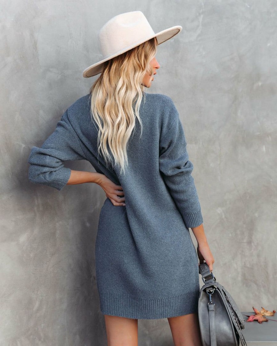 Clothing * | Entr-001 Bump Friendly Kannon Turtleneck Sweater Dress Slate Final Sale