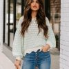 Clothing * | Blu-001 Aerin Cotton Blend Scalloped Sweater Mint Final Sale