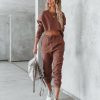 Clothing * | All-001 Jordyn Cotton Blend Cropped Sweatshirt Latte Flash Sale