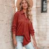 Clothing * | Aeom-001 Vici Exclusives Leone Pocketed Faux Suede Button Down Top Sienna Final Sale