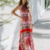 Clothing * | Aaka-001 Reina Printed Halter Maxi Dress Dresses