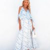 Clothing * | Vint-001 The Vacation Shop Strikingly Blue Cold Shoulder Maxi Dress Final Sale