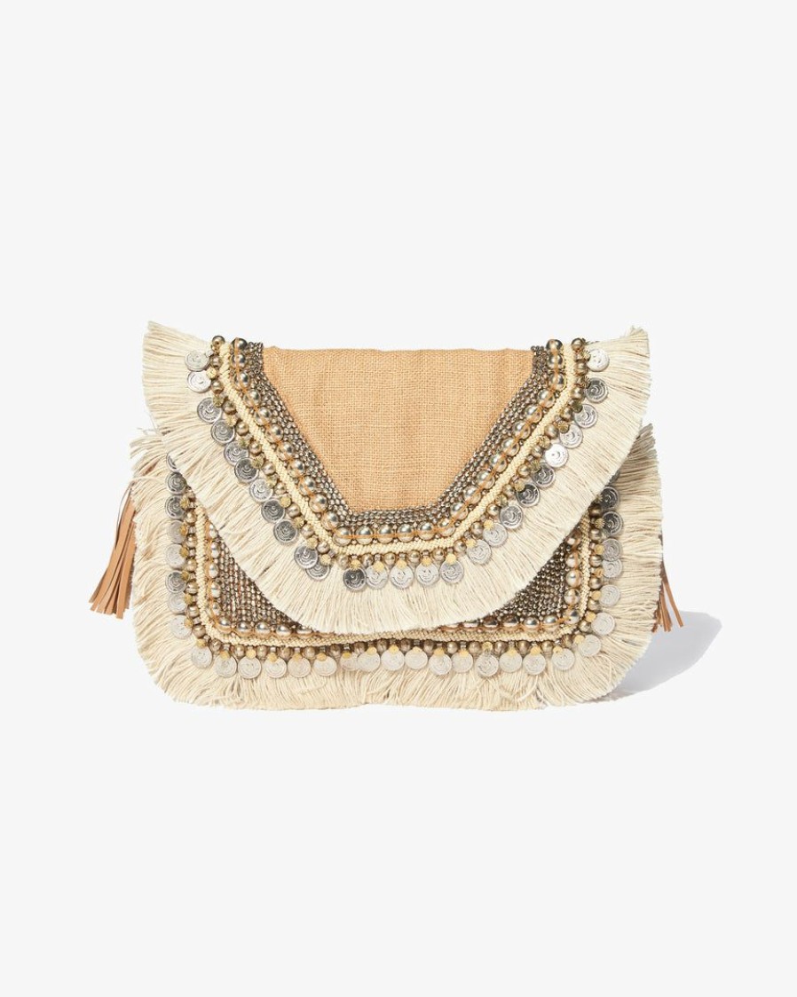 Bags * | Shas-001 Resort Shop Shashi Leela Clutch Natural