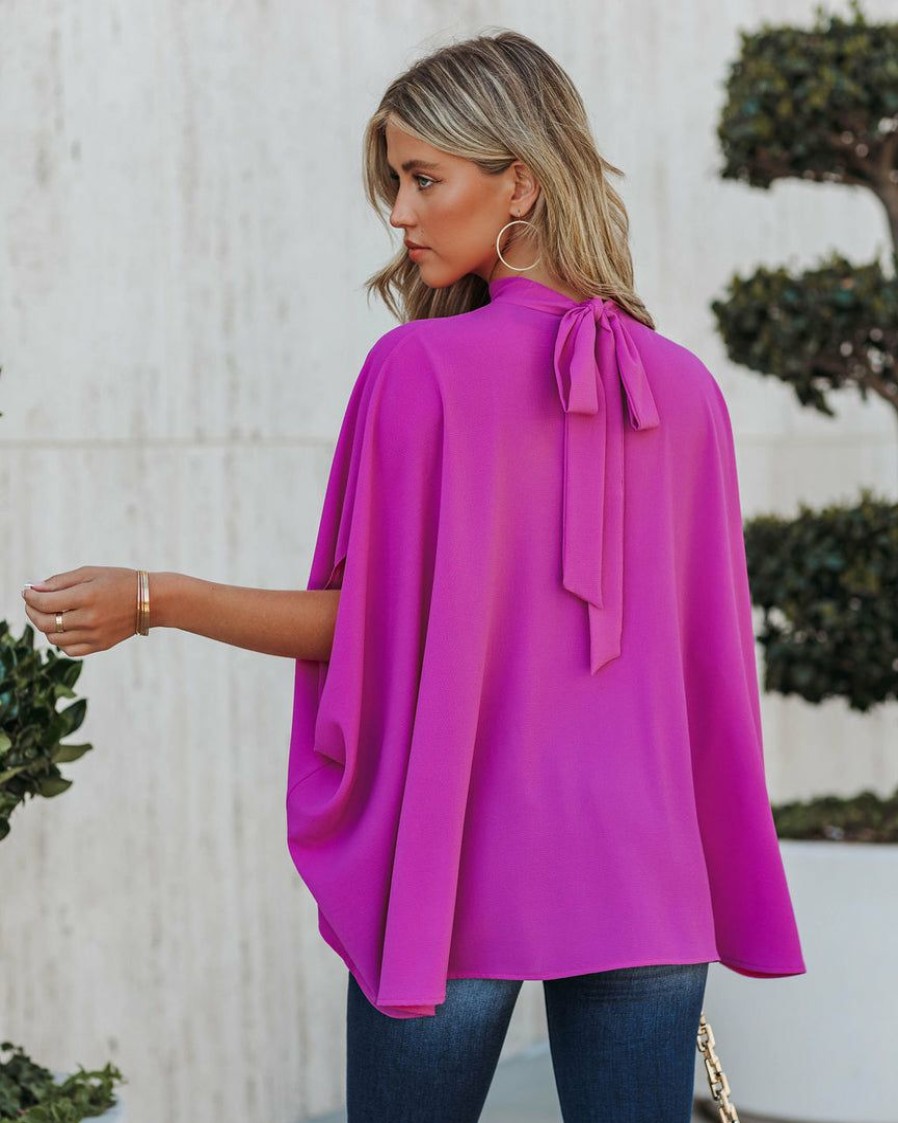 Clothing * | Tych-001 Danna Cape Sleeve Blouse Orchid Tops