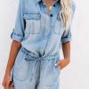 Clothing * | Velv-001 Worth The Trek Pocketed Tencel Romper Chambray