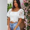 Clothing * | Salt-001 Sweet Summertime Guthrie Crochet Lace Crop Top White Final Sale