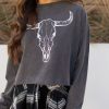 Clothing * | Zutt-001 Tops Longhorn Cotton Vintage Long Sleeve Tee