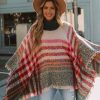 Clothing * | Urba-002 Jaslyn Plaid Turtleneck Poncho Cream Multi