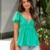 Clothing * | Entr-001 Sunny Daze Playtime Puff Sleeve Babydoll Top Green Final Sale