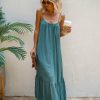 Clothing * | Love-003 Farina Textured Pocketed Midi Dress Aqua Green