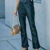 Clothing * | Baga-001 Vira High Rise Faux Leather Flare Pants Black Final Sale Bottoms