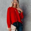 Clothing * | Flaw-001 Bright As A Button Blouse Red Final Sale Tops