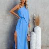 Clothing * | Tych-001 From The Source One Shoulder Maxi Dress Clean Blue Final Sale Dresses