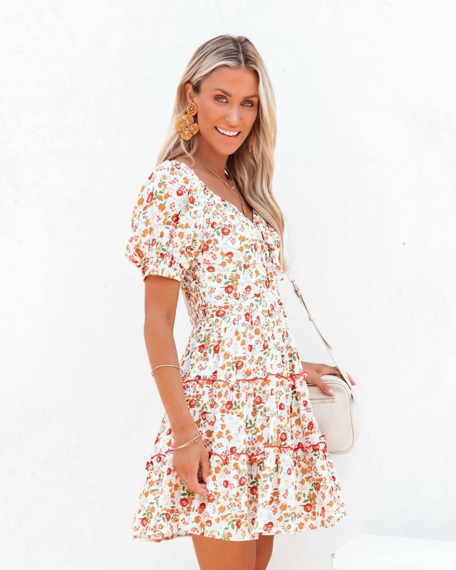 Clothing * | Aeom-001 Alessandrini Tiered Floral Mini Dress Final Sale Sweet Summertime