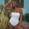 Clothing * | All-001 Olympia Smocked Strapless One Piece White Final Sale