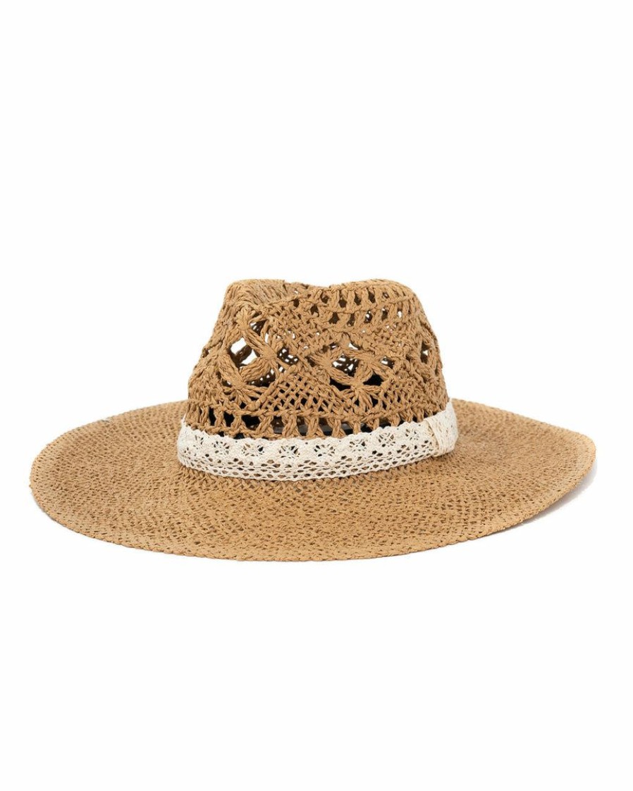 Accessories * | Fame-001 The Vacation Shop Bondi Lace Straw Hat Tan Final Sale