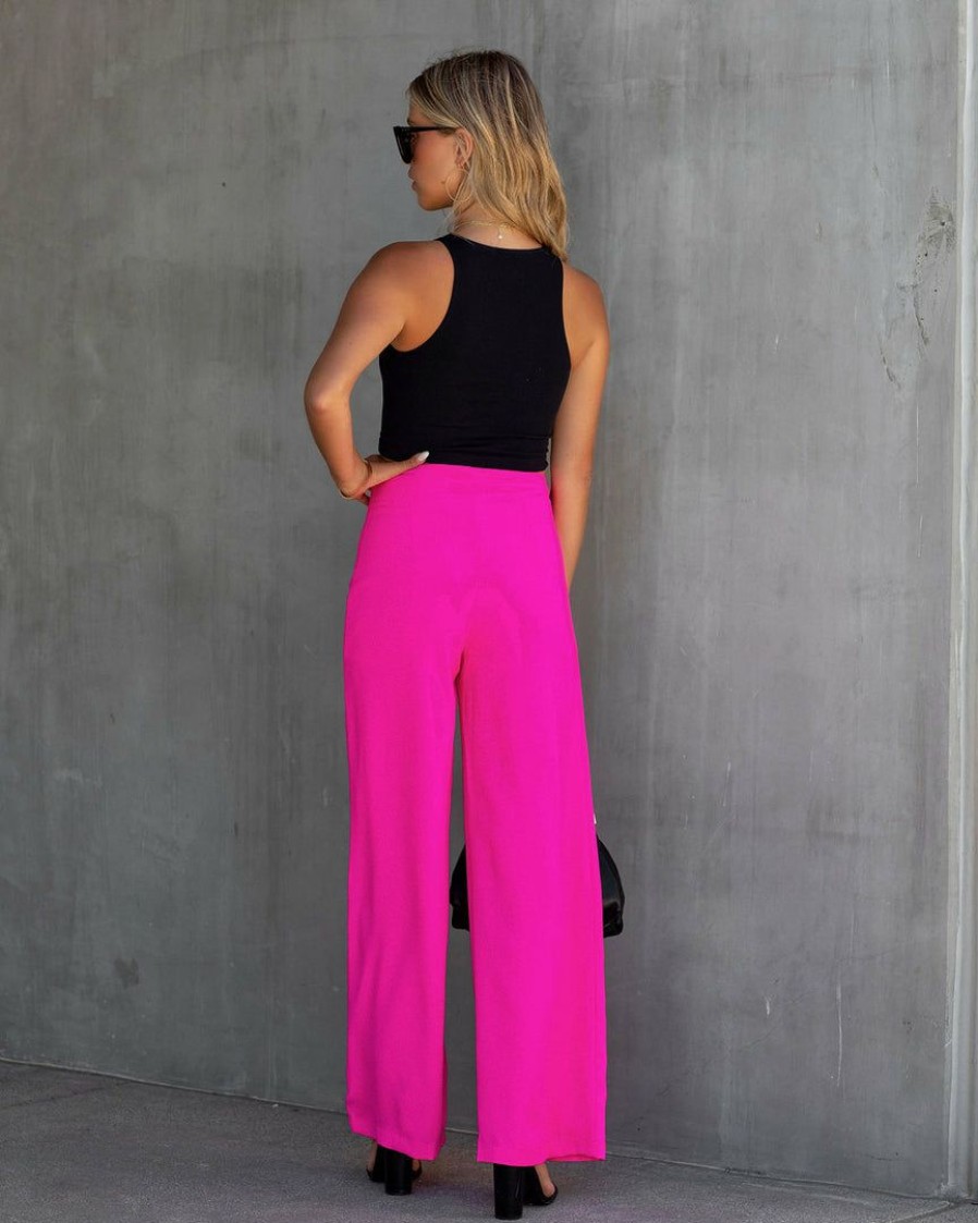 Clothing * | Do+B-001 Preorder Tres Lovely Wide Leg Pants Neon Pink Take Me To Miami