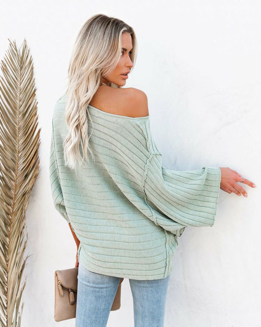 Clothing * | Prom-001 Everyday Essentials Kody Ribbed Knit Dolman Top Pistachio Final Sale