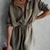 Clothing * | Flaw-001 Remy Cotton Pocketed Shirt Dress Olive