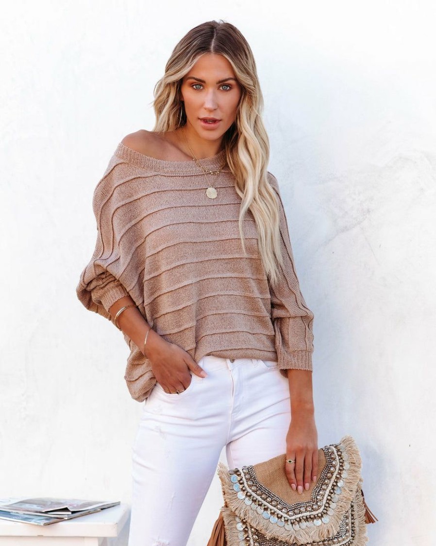 Clothing * | Aaka-001 Ryker Ribbed Dolman Sweater Taupe Final Sale