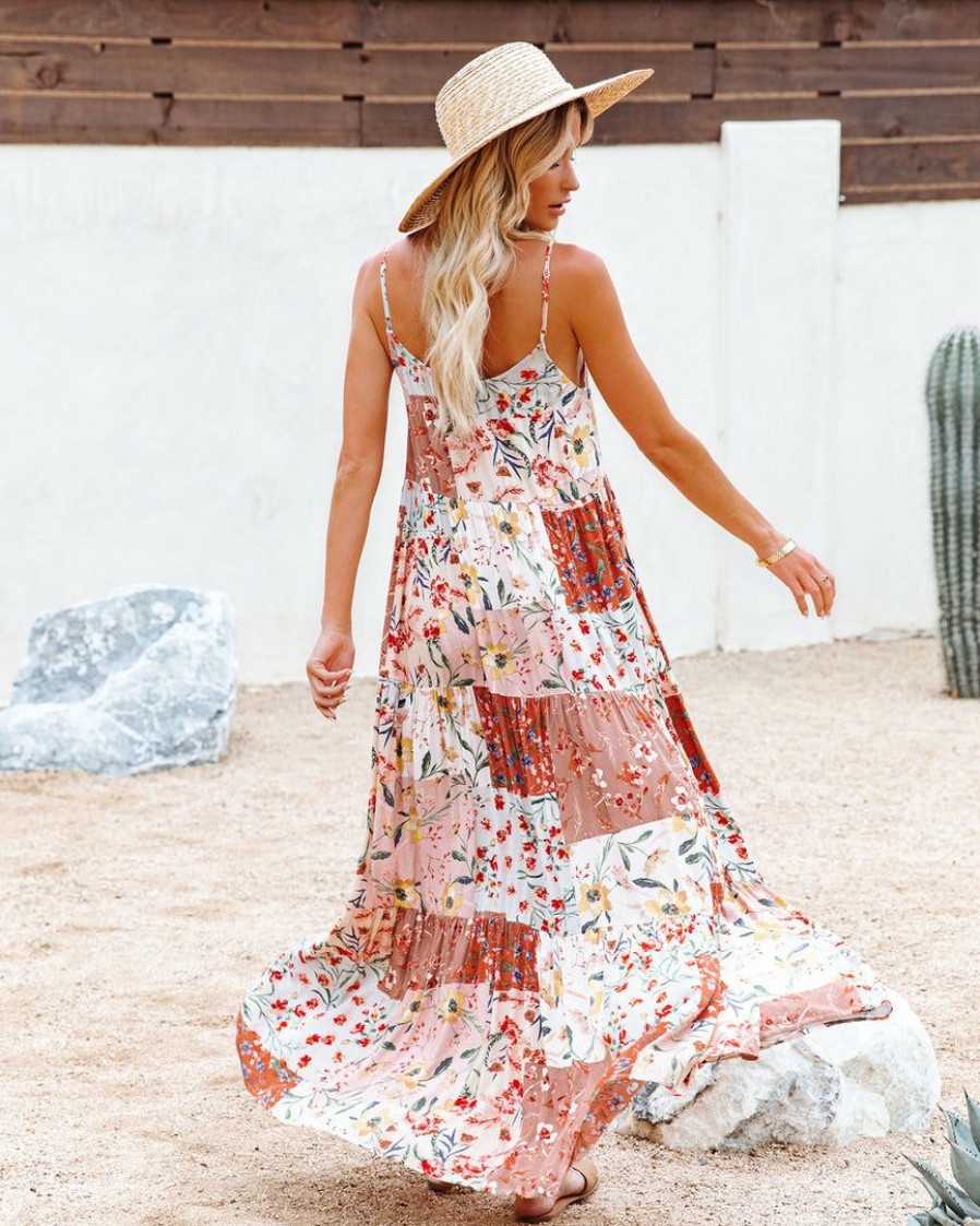 Clothing * | Dres-001 Beauty In Bloom Patchwork Boho Maxi Dress Final Sale Dresses