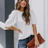 Clothing * | Entr-001 Clarice Statement Sleeve Textured Top Off White