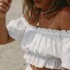 Clothing * | Acoa-001 Vici X Summerofdiane Bal Harbour Affairs Puff Sleeve Crop Top Off White