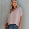 Clothing * | Entr-001 Cohen V-Neck Short Sleeve Blouse Latte